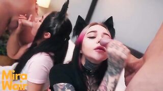 Two kittens get cum in their ass with Anna Batman’s signature style