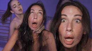 Submissive petite teen gets her brains and cervix pounded in an FFM