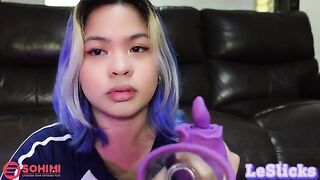 Skinny Asian babe Tina Slick masturbates with her vibrator