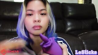 Skinny Asian babe Tina Slick masturbates with her vibrator