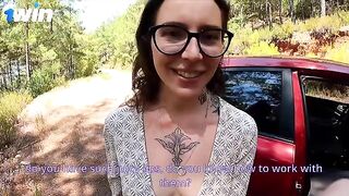Fixed the car and fucked a hot girl with a tight ass in a risky spot!