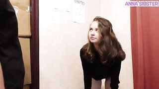 A pretty chick was caught stealing chips, leading to a rough encounter in the backroom