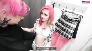 A cute girl was fucked in the dressing room by a guy