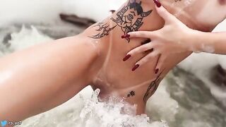 A beautiful girl has sex in the hotel pool with an exciting companion