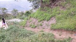 Fitness Latina MILF gets spied on by BBC while running outdoors, showcasing her big ass