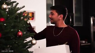 Christmas presents for the young couple turned into a surprise boobies that turned into hot fuck