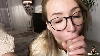 The guy fucked his sexy secretary in glasses passionately