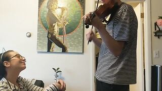 Couple interrupted while trying to practice violin