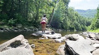 An amateur couple, including the adventurous AmyGabe, fucks on a mountain hike