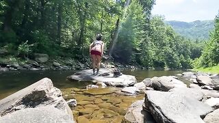 An amateur couple, including the adventurous AmyGabe, fucks on a mountain hike