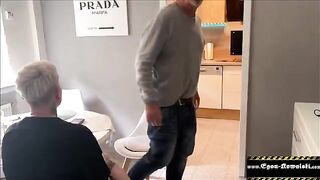 The old fart fucks German amateur in the kitchen, his wife doesn’t notice anything