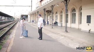 Hunter picked up babe at the train station and fucked her for cash