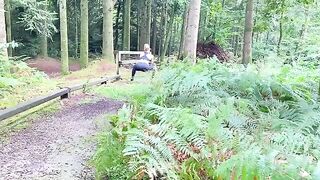 A jogger in leggings gets fucked by strangers in the woods during her workout