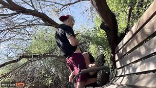 Busty girl almost caught having sex by the lake