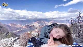 Epic hiking fucking with blonde amateur on top of cliff