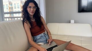 Nudist stepbrother showed his slim girlfriend the house