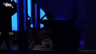 A girl is being naughty in the changing room with a guy