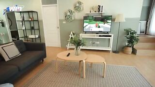 A hot guy played video games with his stepsister, getting intimate