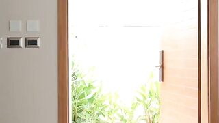A hot girl is training with her boyfriend in a steamy villa session