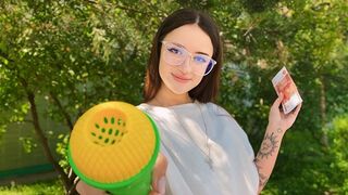 A forest fuck adventure with a hot Russian girl and intense eye contact