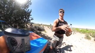 Babe has sex on the bonnet of Volkswagen Rabbit at the hot spring
