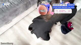 The neighbor woman checks her husband's manhood by a cheating companion