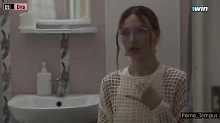 A Russian schoolgirl was fucked by two guys in an intense threesome