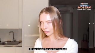 The guy fucked his hot tutor and cum on her pussy