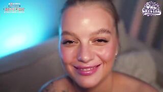 A girl is having fun with her stepsister’s game, getting intimate
