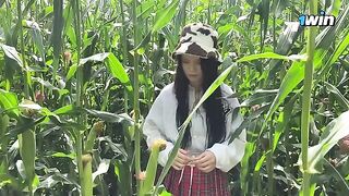 A security guard caught a thief in the act in the cornfield