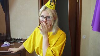 A woman with glasses was fucked by her stepbrother and he came into her