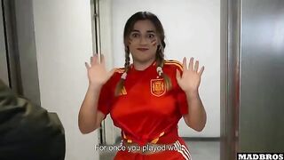 Spanish supporter fucked in anal and DP in the parking lot