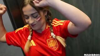 Spanish supporter fucked in anal and DP in the parking lot