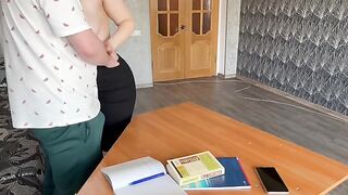 A teacher with big boobs fucks her young student in this hot scene