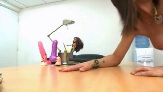 A sick boss fucks his secretary in the office, she doesn’t mind