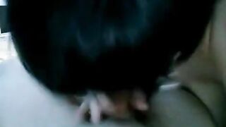 A drunk brunette woke her husband with a blowjob skill