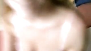 A glasses-wearing teen blows her mate in POV at home in this hot vid