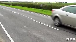 A juicy girl was fucked by a guy on the haystack