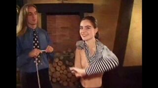 A messy girl with small tits and a hairy pussy feedee brunette