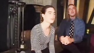 A messy girl with small tits and a hairy pussy feedee brunette