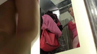 Spying for a girl in the locker room of the shop is not allowed