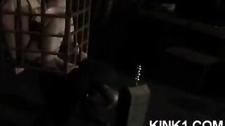 The slave in the cage fulfills all the orders of the master