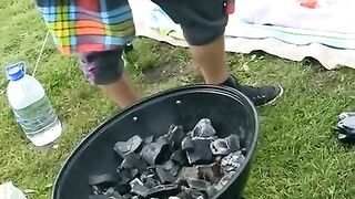 Outdoor sex of Russian students, who fucked without interruption in a group