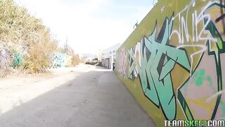 A man picked up a girl and fucked her on the street publicly