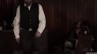 A man fucked in the bar a woman in stockings and panties