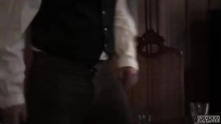 A man fucked in the bar a woman in stockings and panties