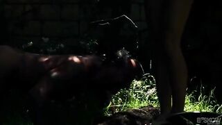 Appetizing blonde girl has sex with her lover in the garden