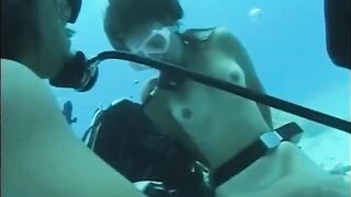 A man has sex with a hairy woman under the water