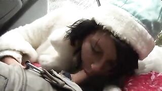 Two drunk guys in Santa suits fucked a Snow Maiden in a threesome