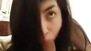The girl learned to do a blowjob and became a real professional, even in POV